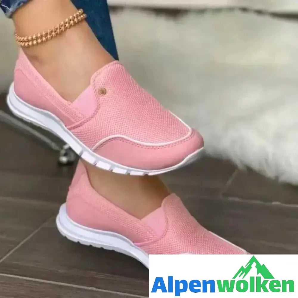 Alpenwolken - Slip-On Orthopädische Diabetiker Walking Schuhe, Easy Fit Leichte Flache Turnschuhe Rosa