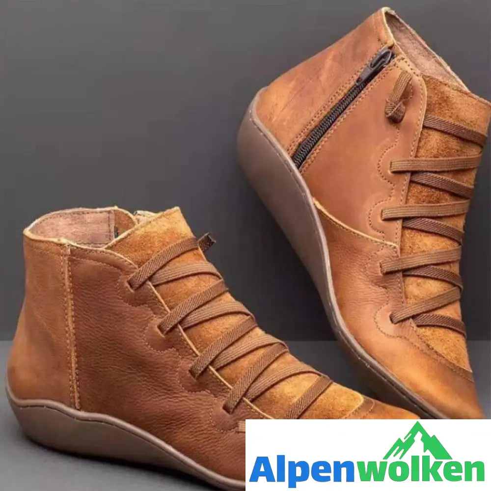 Alpenwolken - Snow Ankle Boots Wasserdichtes Leder Orthopädische Schuhe Gelb