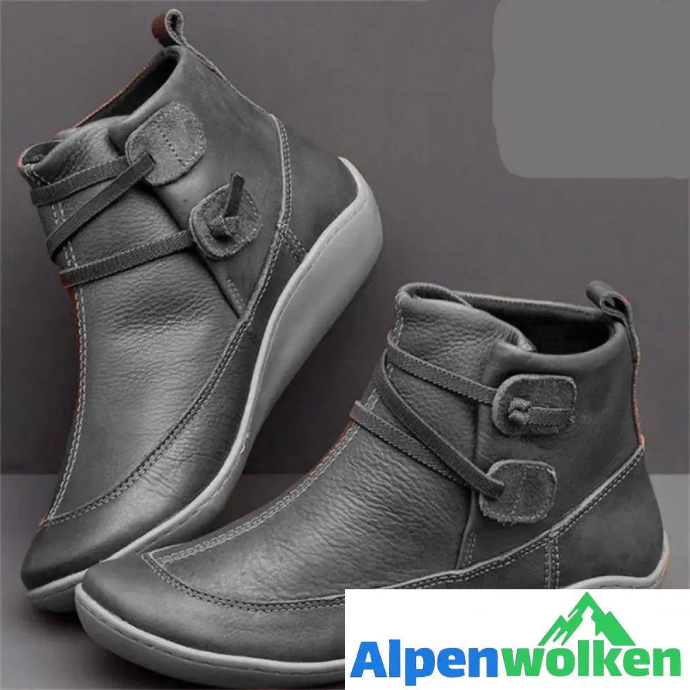 Alpenwolken - Snow Ankle Boots Wasserdichtes Leder Orthopädische Schuhe Grau