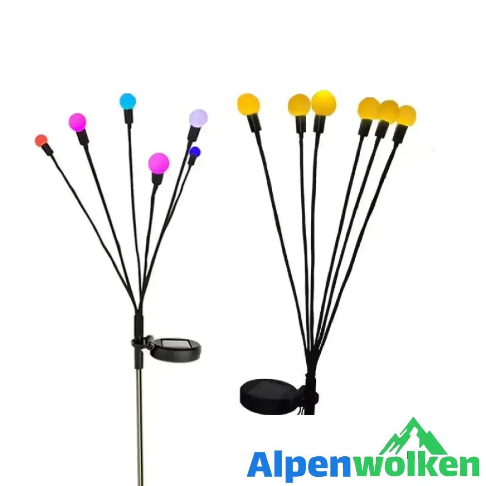 Alpenwolken - Solar Garten LED Glühwürmchen Steckleuchte | selber bauen garten Warmweißes Licht+RGB 6 KÖPFE