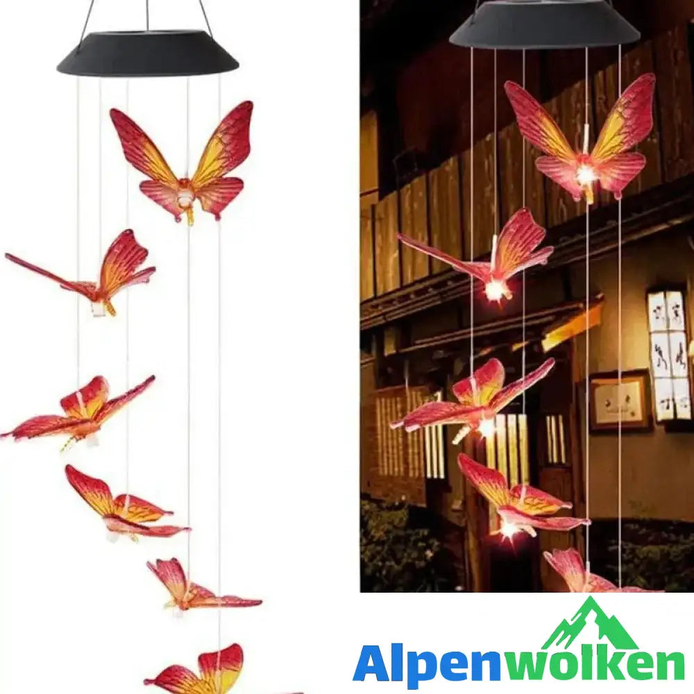 Alpenwolken - Solar-Schmetterling-Kronleuchter Rot