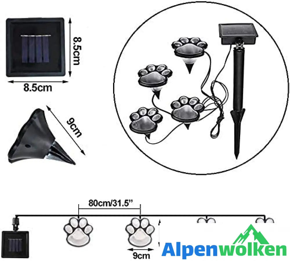 Alpenwolken - Solarbetriebene Lichter Für Pfotenabdrücke