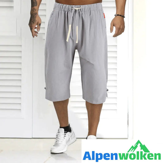 Alpenwolken - Sommer einfarbige lässige Leinenshorts für Herren