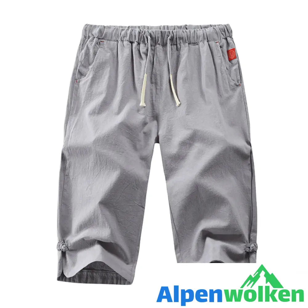 Alpenwolken - Sommer einfarbige lässige Leinenshorts für Herren