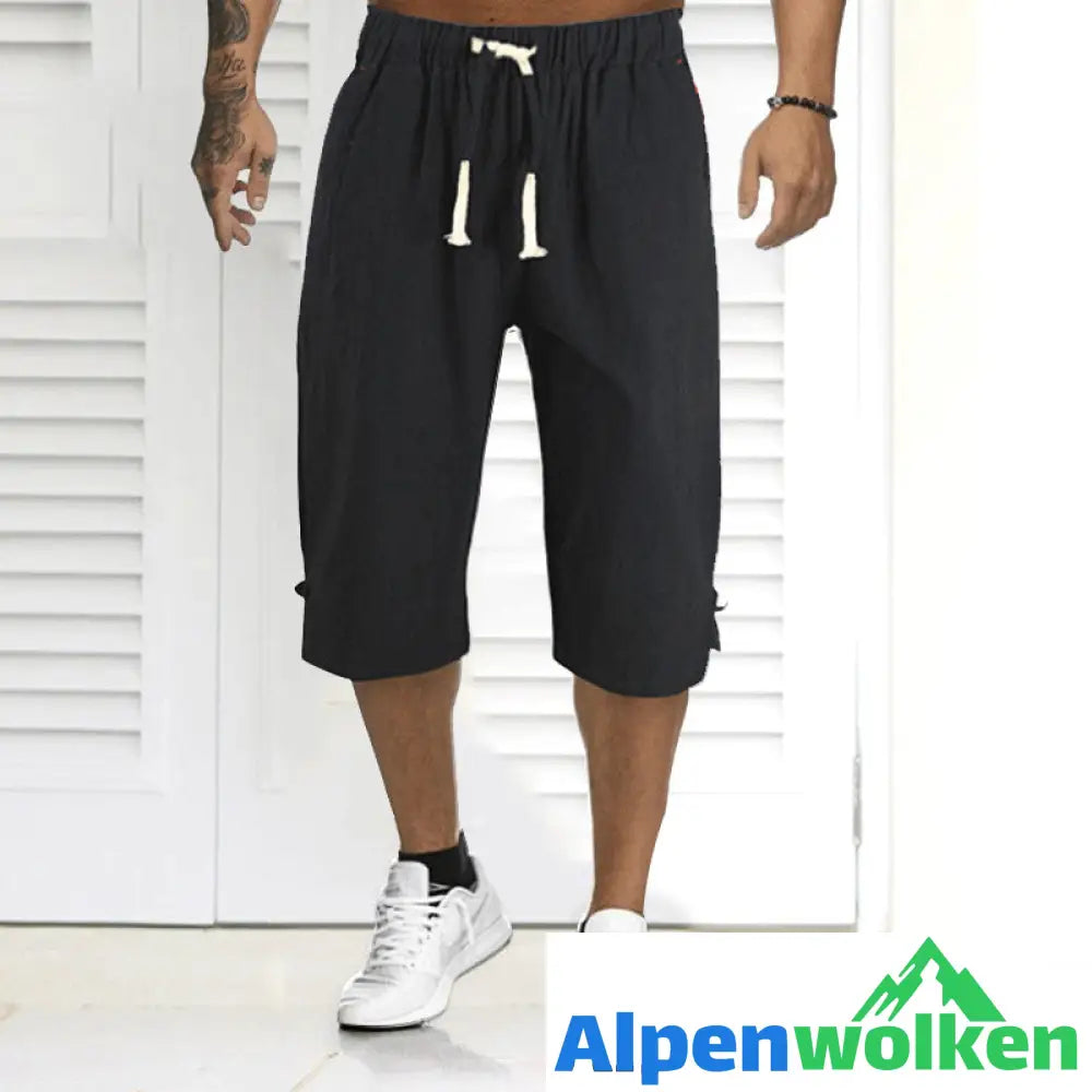 Alpenwolken - Sommer einfarbige lässige Leinenshorts für Herren