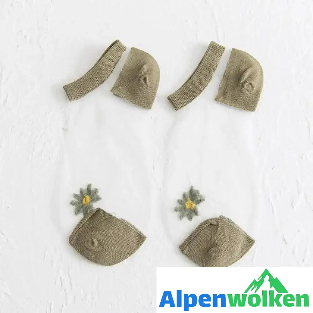 Alpenwolken - Sommer Gänseblümchen Socken grün 5 Paar