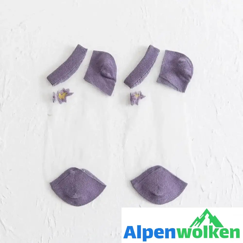 Alpenwolken - Sommer Gänseblümchen Socken lila 5 Paar