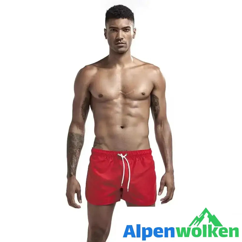 Alpenwolken - Sommer Herren Strand Badehose Rot