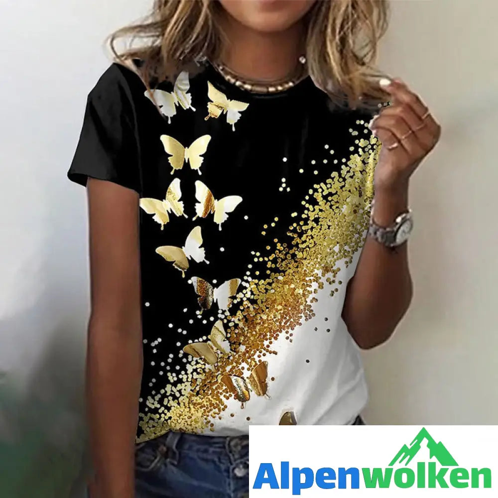 Alpenwolken - Sommer Schmetterlingsdruck T-Shirt