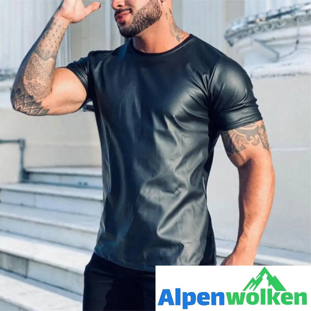 Alpenwolken - Sommer Schwarzes Leder-T-Shirt