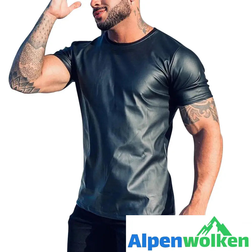 Alpenwolken - Sommer Schwarzes Leder-T-Shirt