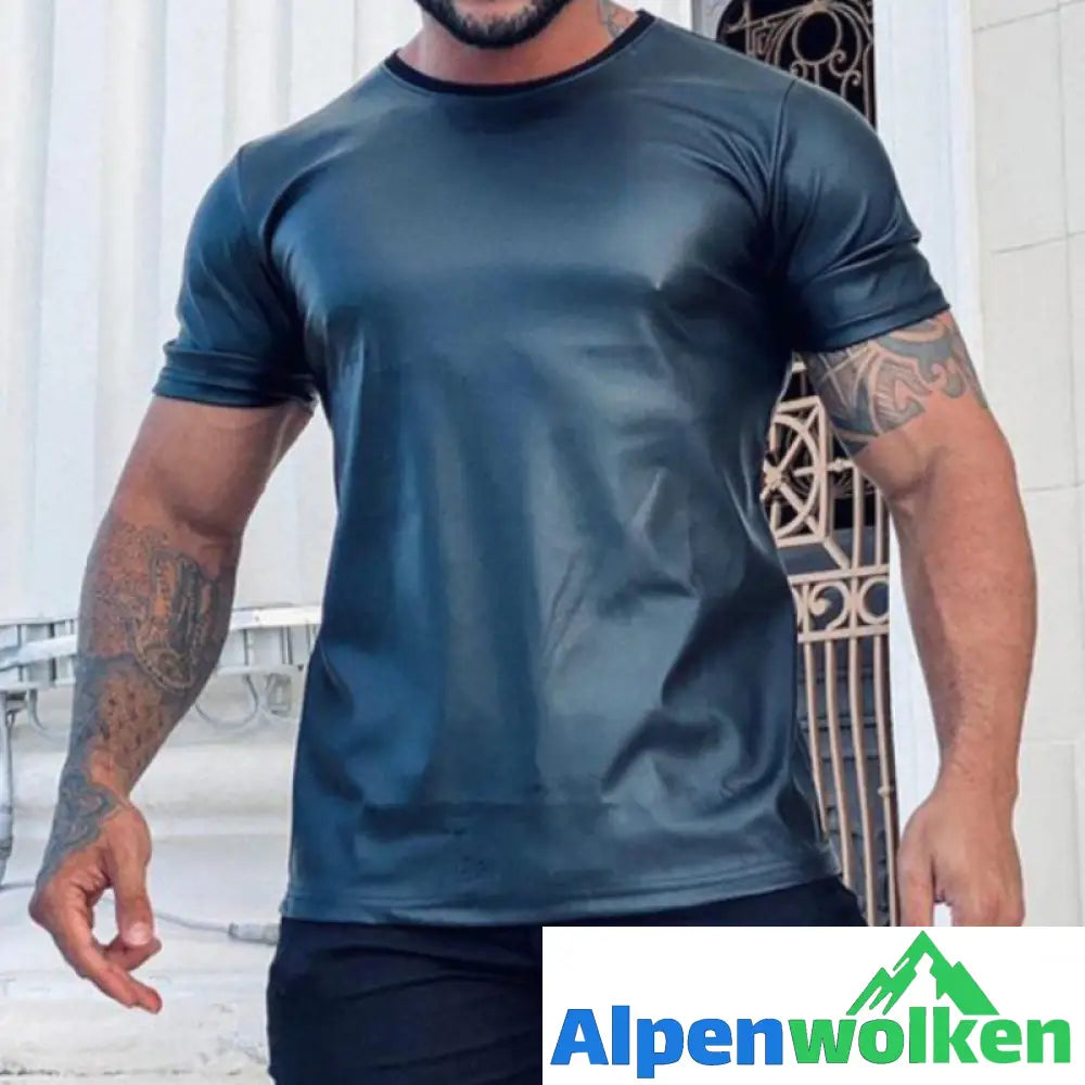 Alpenwolken - Sommer Schwarzes Leder-T-Shirt