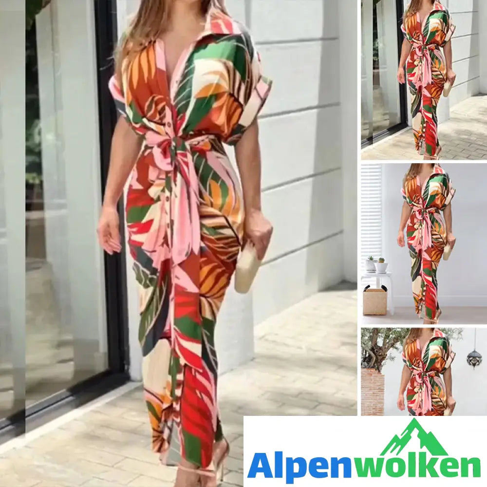 Alpenwolken - 🎉Sommer-Specials🎉Bedrucktes Hemdkleid mit Revers