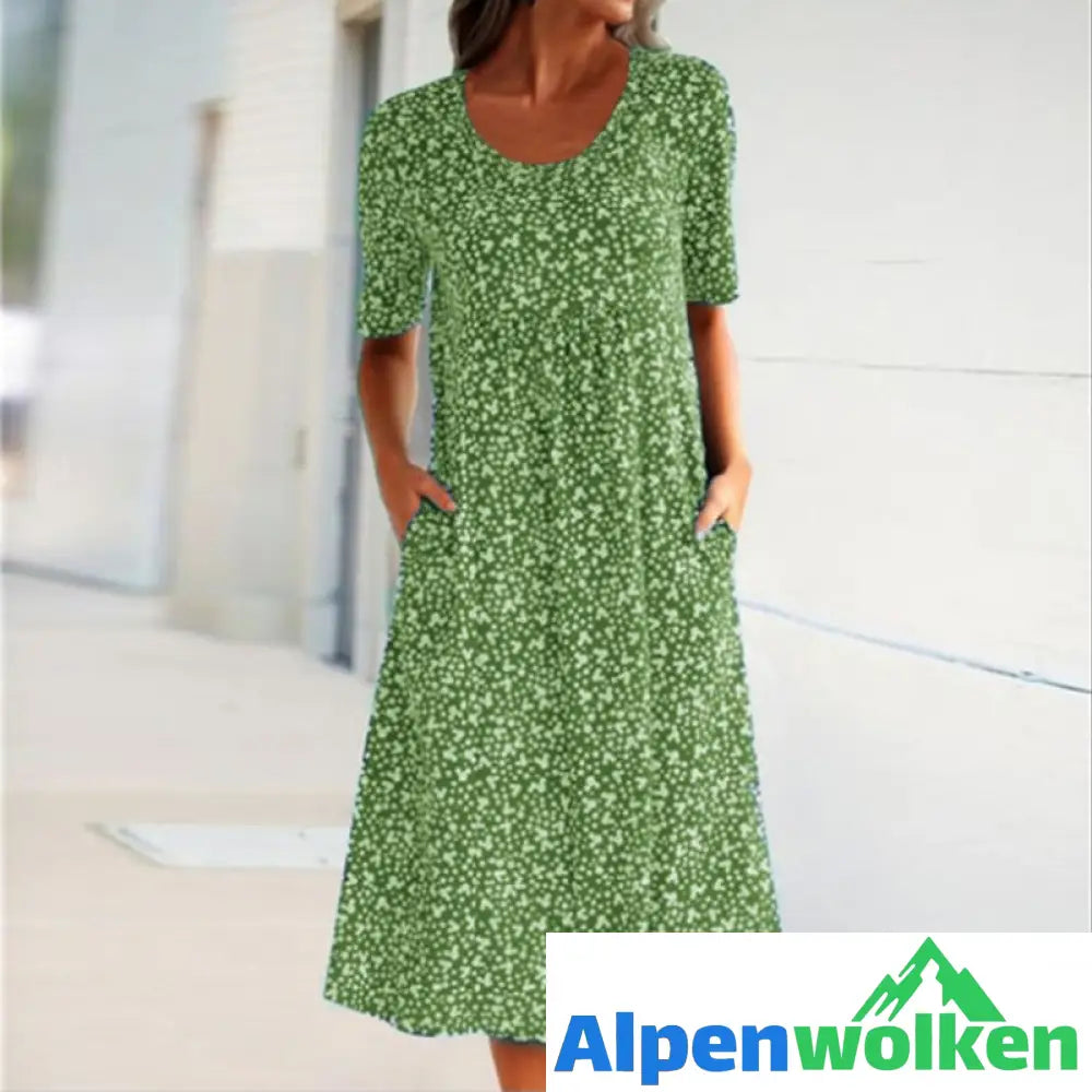 Alpenwolken - 🎉Sommer-Specials🎉Blumen-Strandkleid mit Rundhalsausschnitt