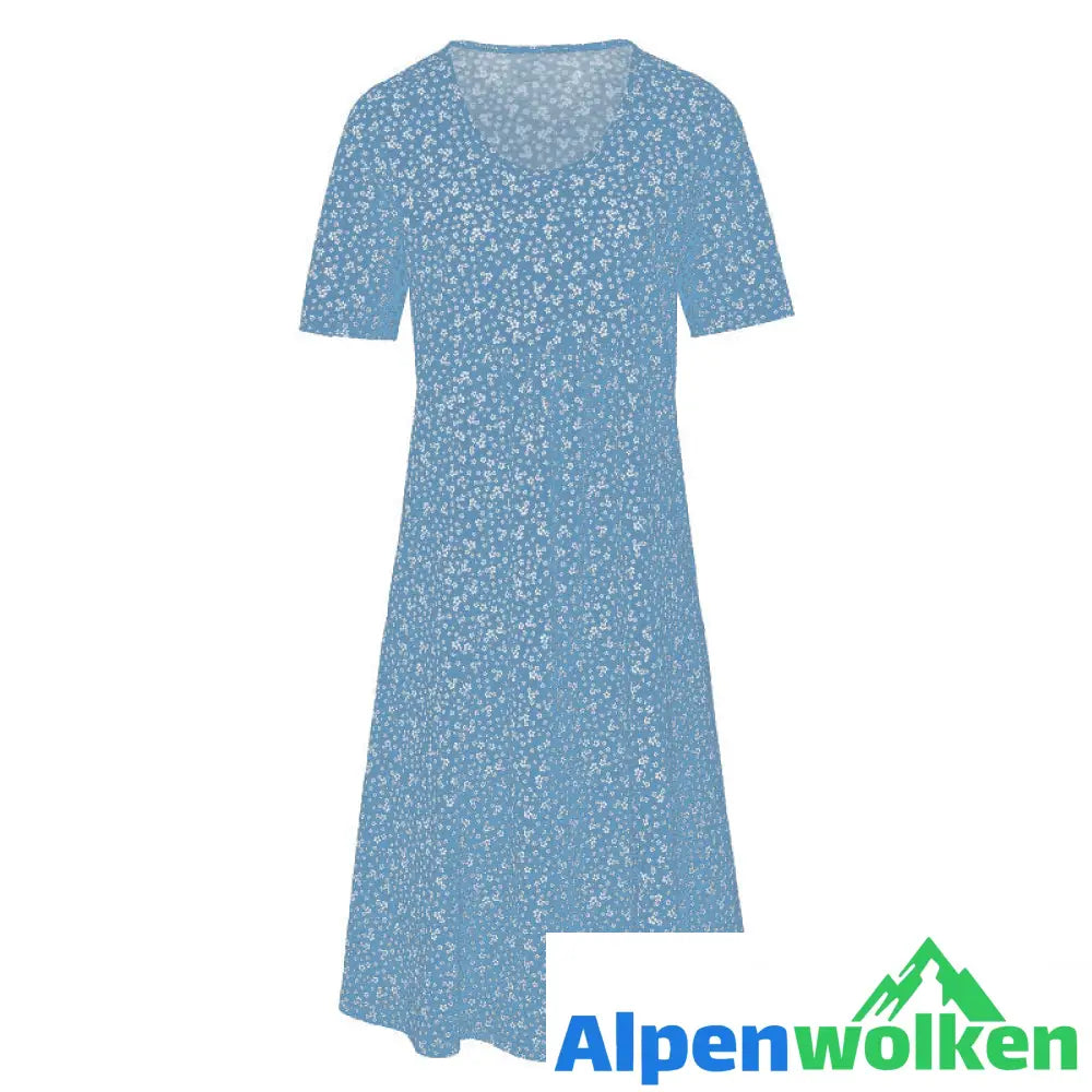 Alpenwolken - 🎉Sommer-Specials🎉Blumen-Strandkleid mit Rundhalsausschnitt