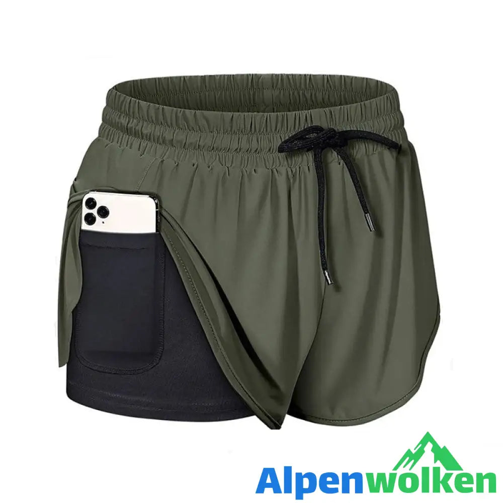 Alpenwolken - Sommer Zweilagige Trainingsshorts Mit Kordelzug