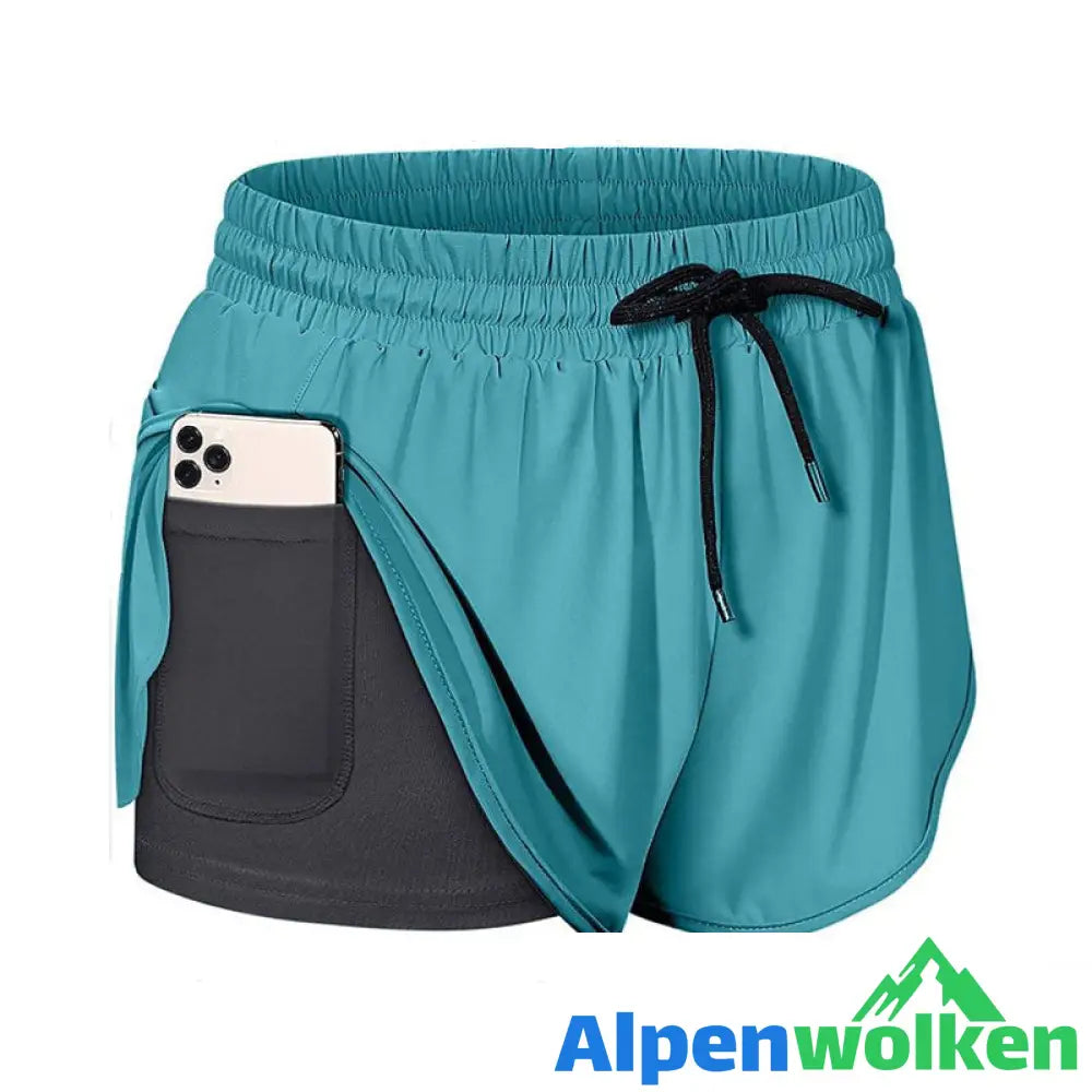 Alpenwolken - Sommer Zweilagige Trainingsshorts Mit Kordelzug