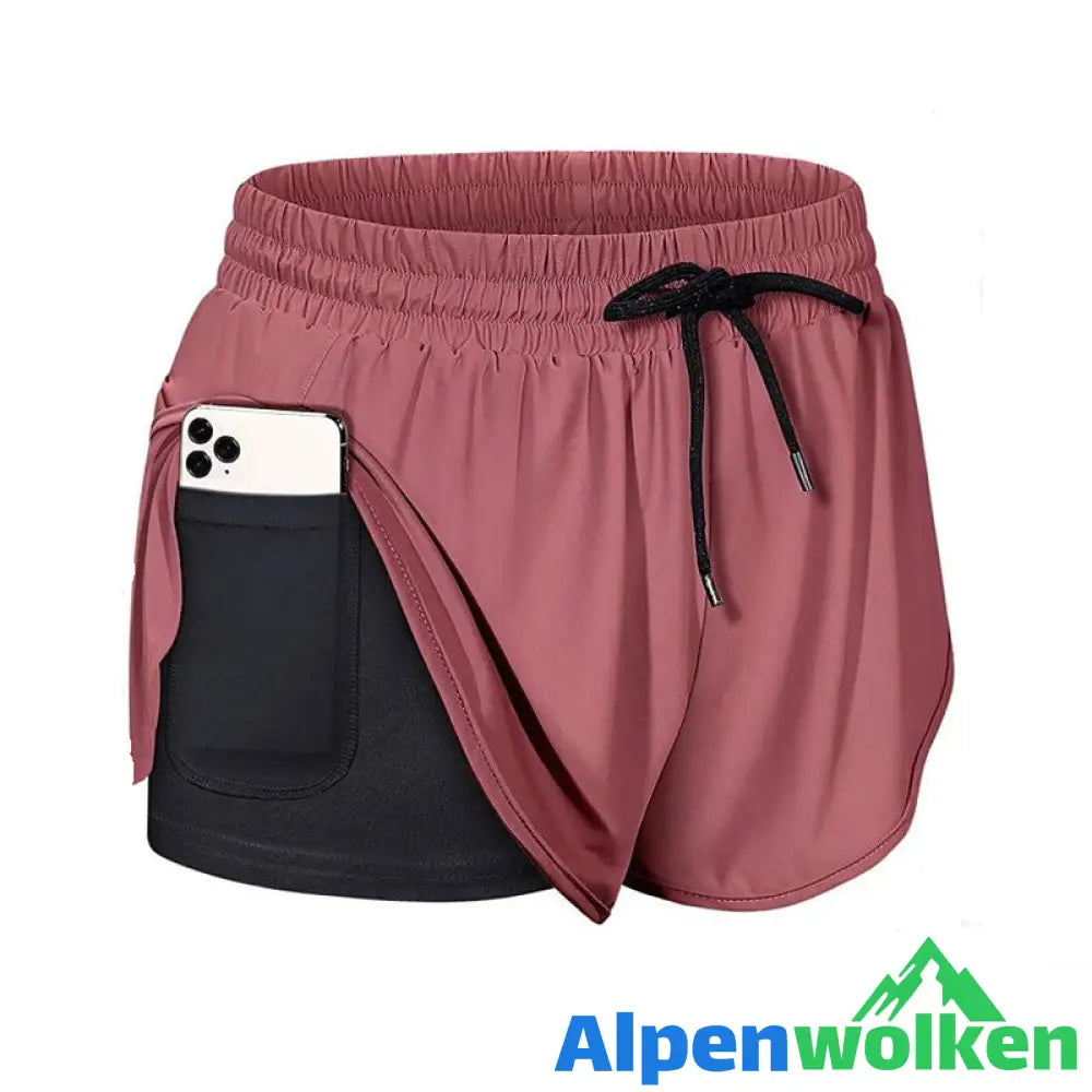 Alpenwolken - Sommer Zweilagige Trainingsshorts Mit Kordelzug