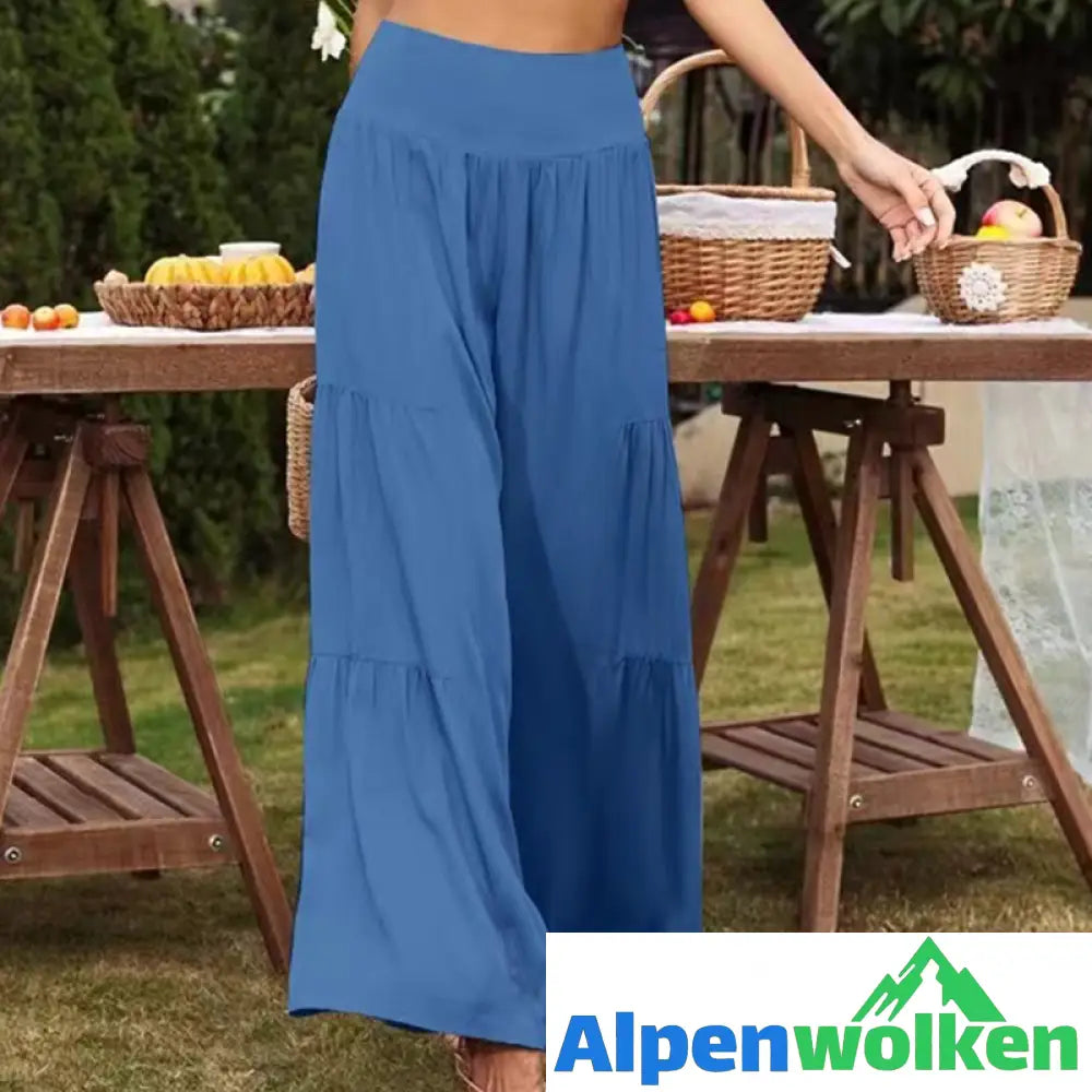 Alpenwolken - Sommerhose mit weitem Bein aus Baumwolle und Leinen