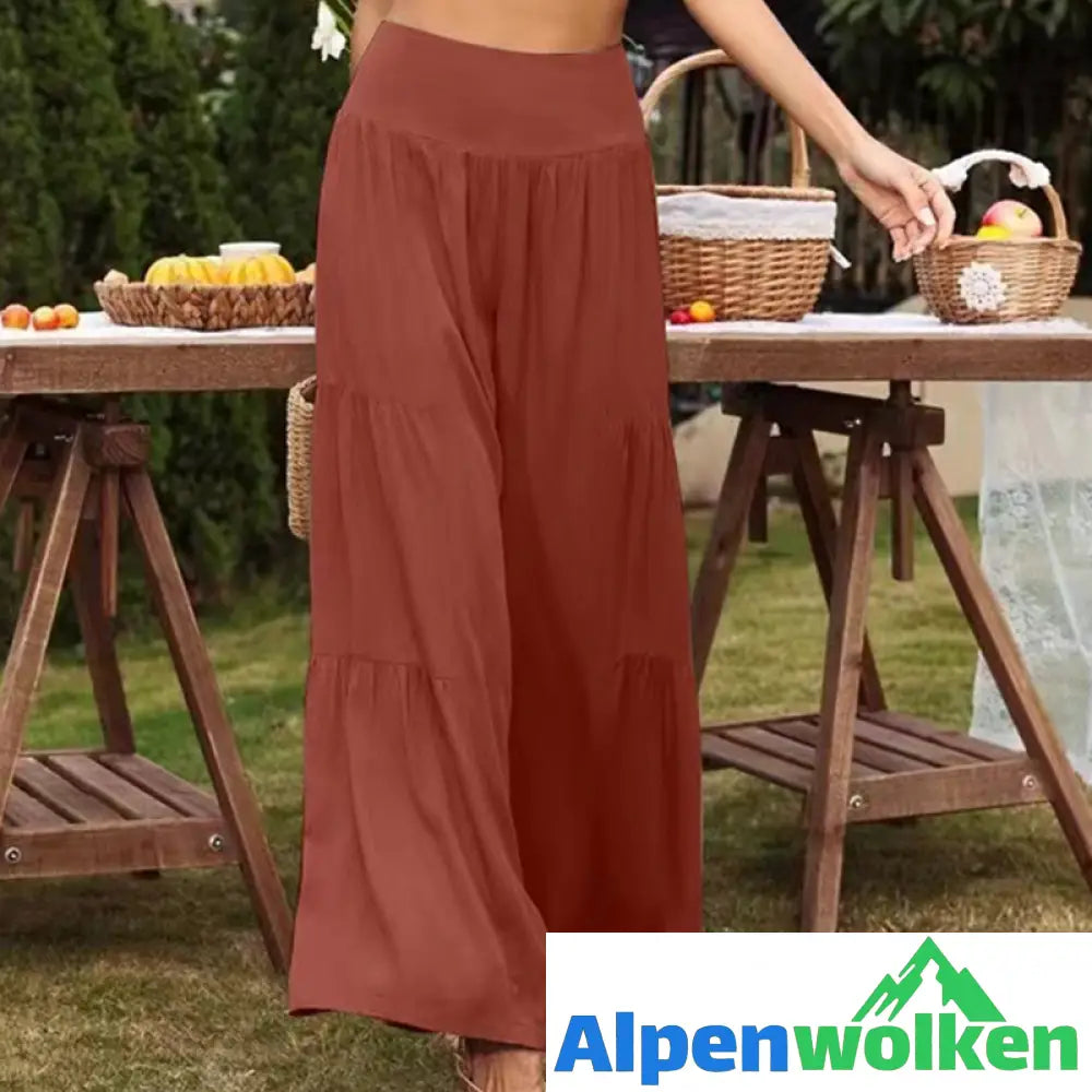 Alpenwolken - Sommerhose mit weitem Bein aus Baumwolle und Leinen