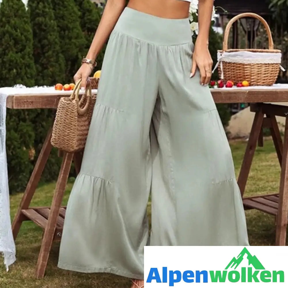 Alpenwolken - Sommerhose mit weitem Bein aus Baumwolle und Leinen