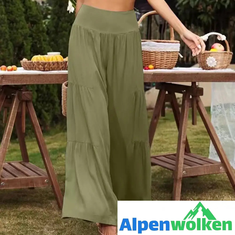 Alpenwolken - Sommerhose mit weitem Bein aus Baumwolle und Leinen