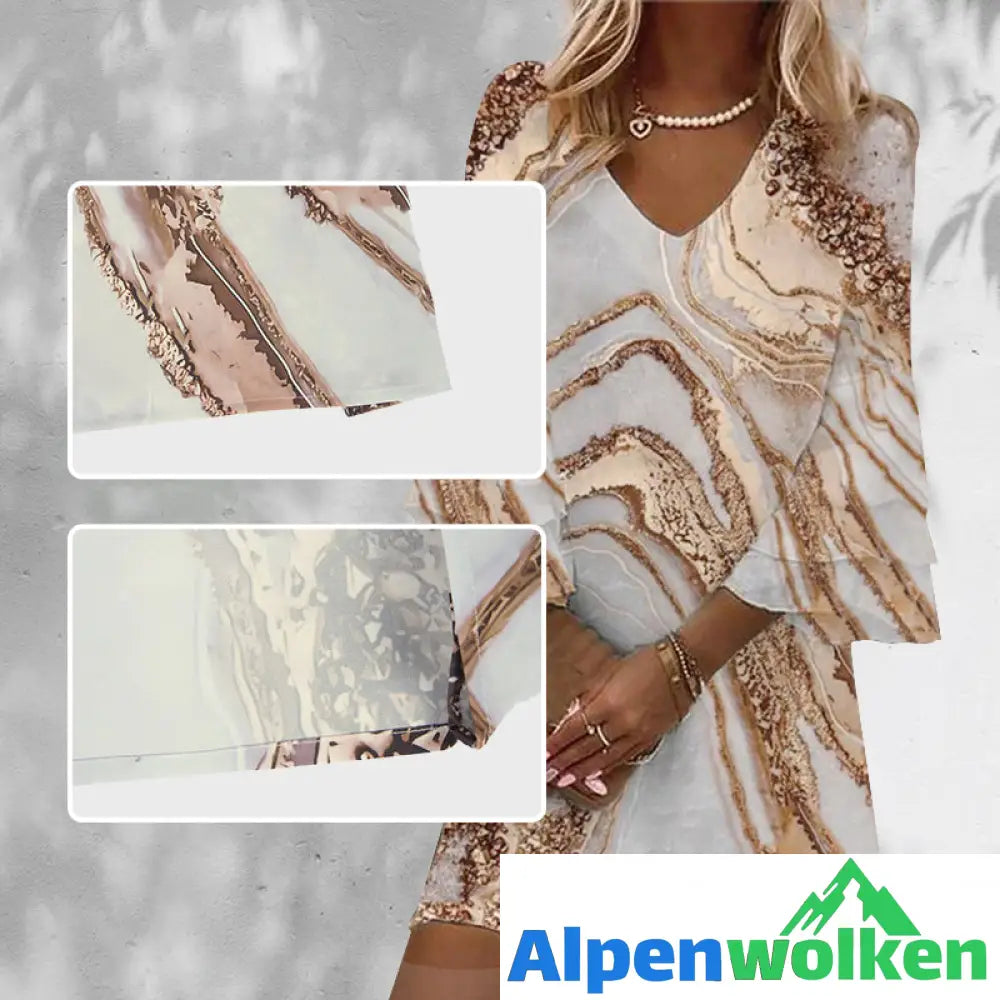 Alpenwolken - Sommerkleid Mit Glockenärmeln