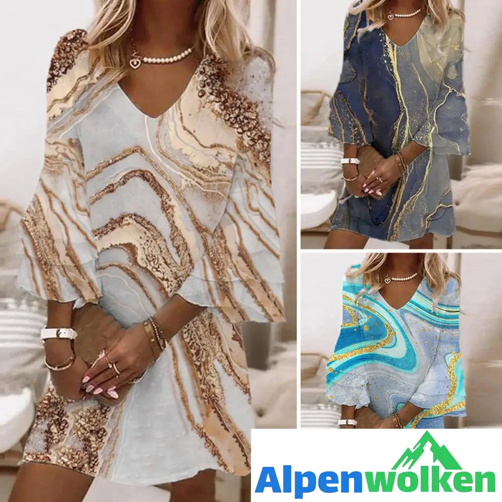 Alpenwolken - Sommerkleid Mit Glockenärmeln