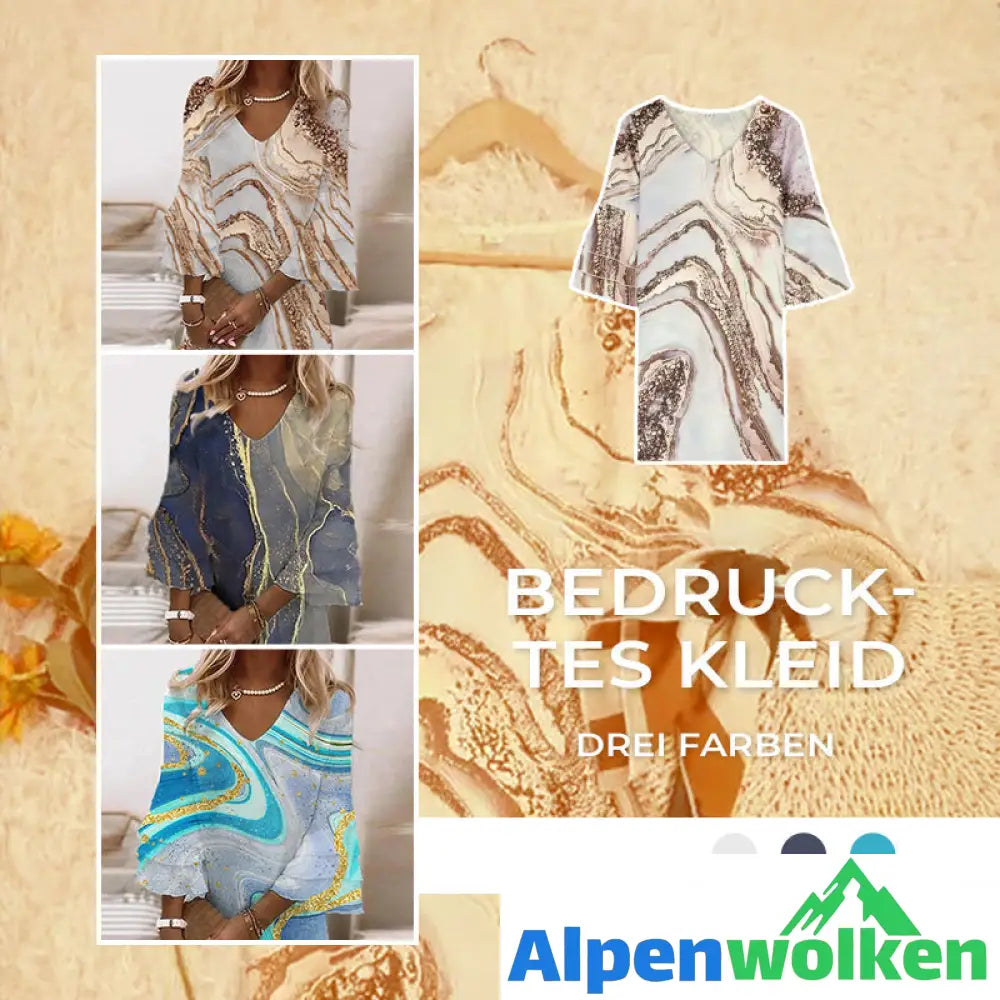 Alpenwolken - Sommerkleid Mit Glockenärmeln