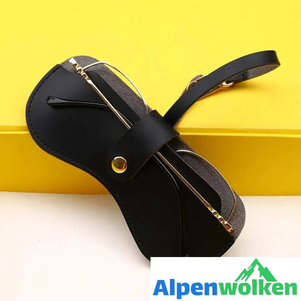 Alpenwolken - Sonnenbrillen-Tasche aus Leder schwarz