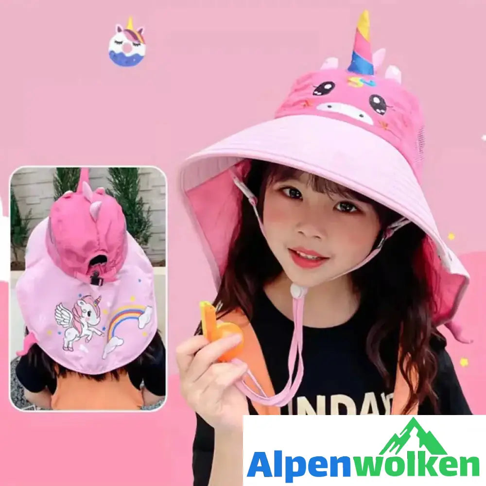 Alpenwolken - Sonnenhut für Kinder regulär rosa Einhorn