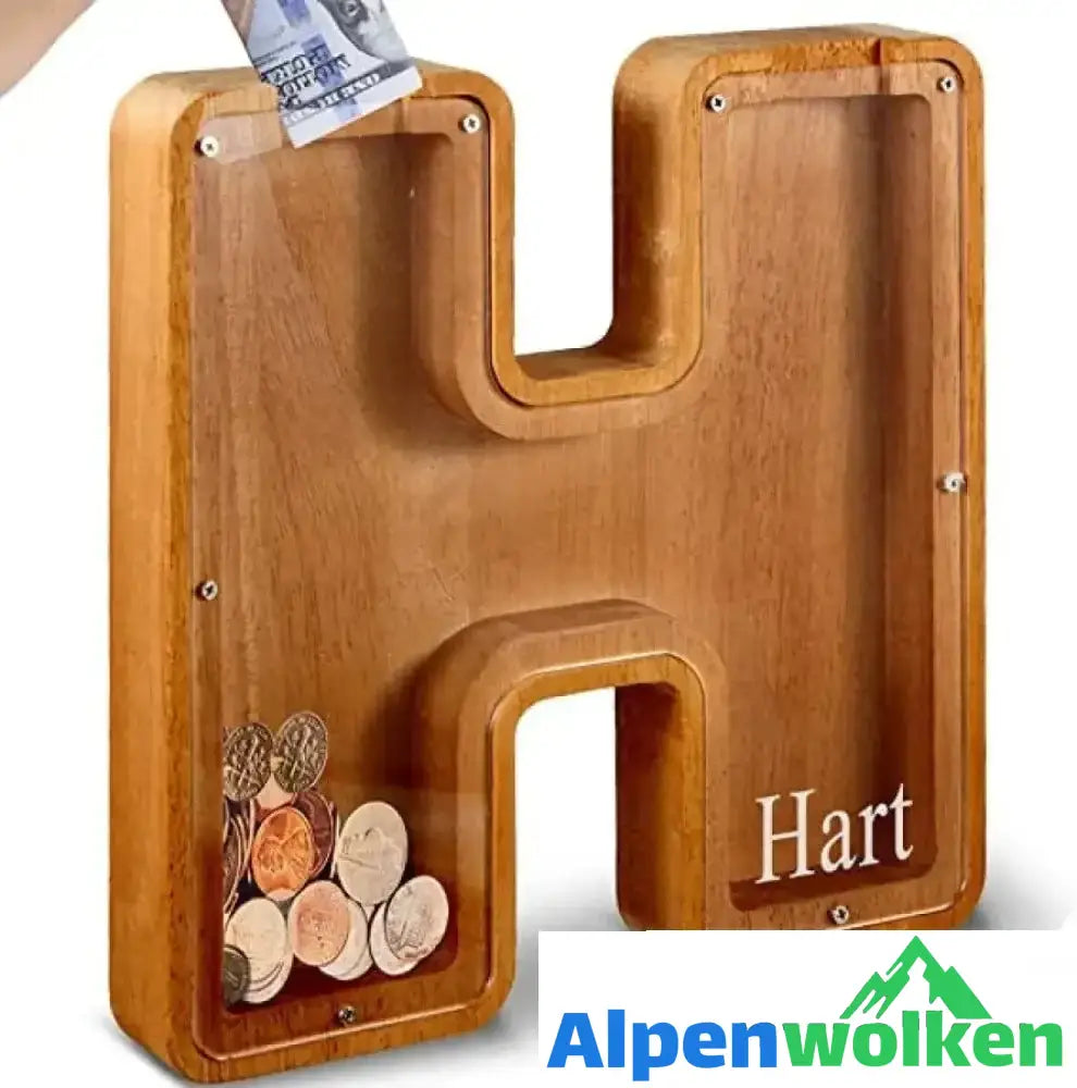 Alpenwolken - Sparschwein-Geschenk für Kinder H 2 * Buchstabenaufkleber