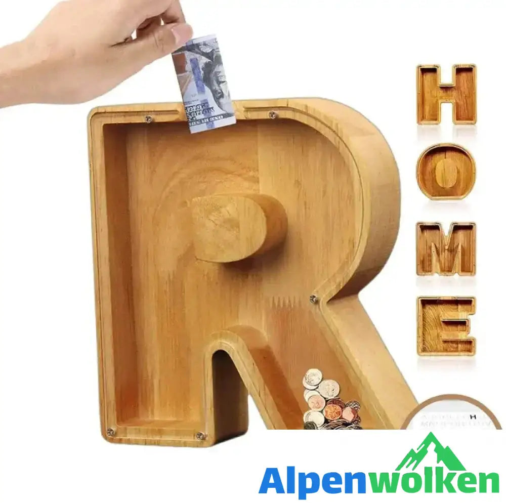 Alpenwolken - Sparschwein-Geschenk für Kinder R 2 * Buchstabenaufkleber