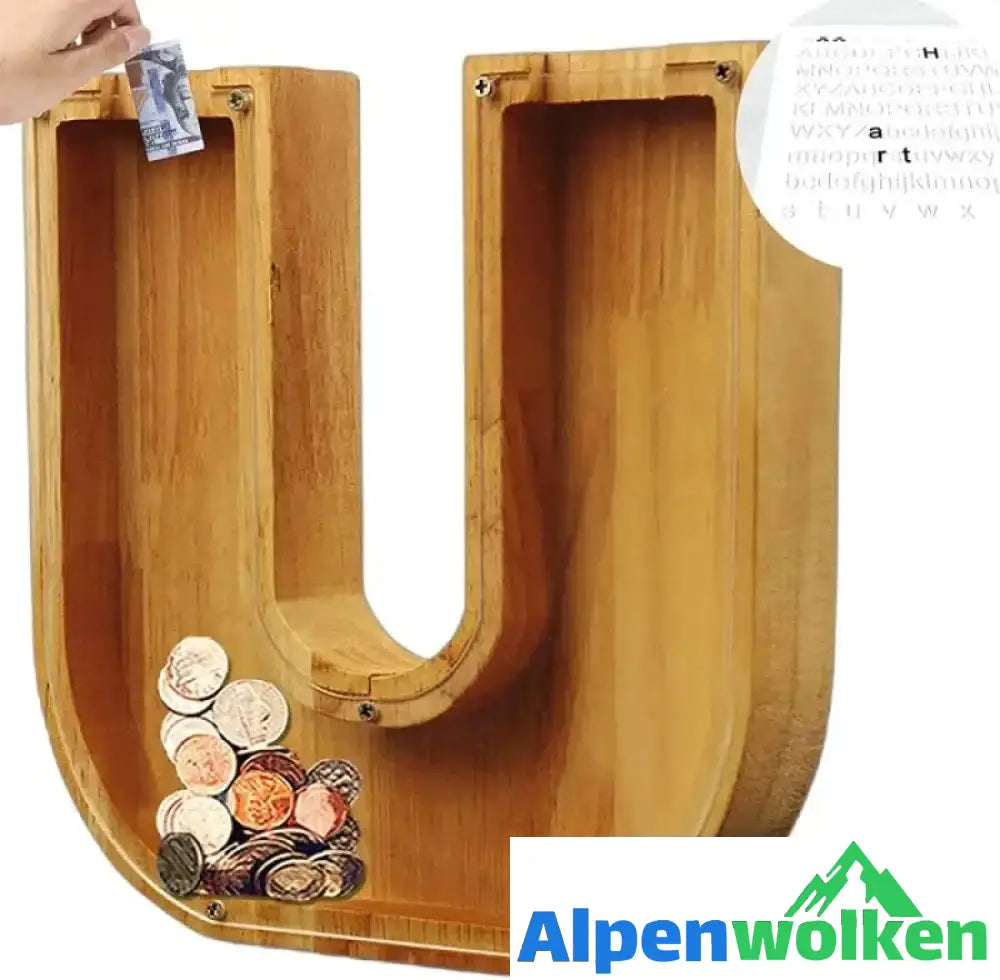 Alpenwolken - Sparschwein-Geschenk für Kinder U 2 * Buchstabenaufkleber