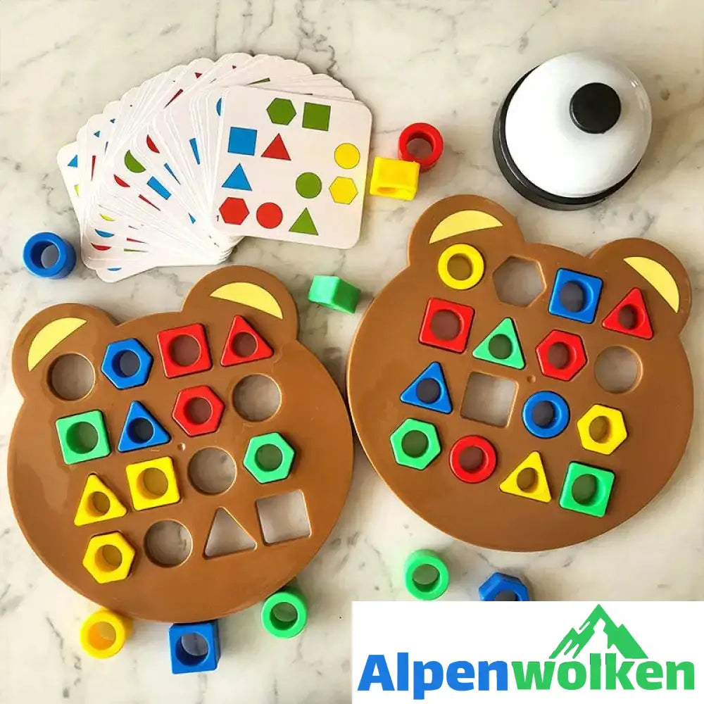 Alpenwolken - Spielzeuge für Kinder zum Formenlernen 2*Spielzeuge für Kinder zum Formenlernen +32*Passende Blöcke + 30*Gemusterte Karten +1*Schelle