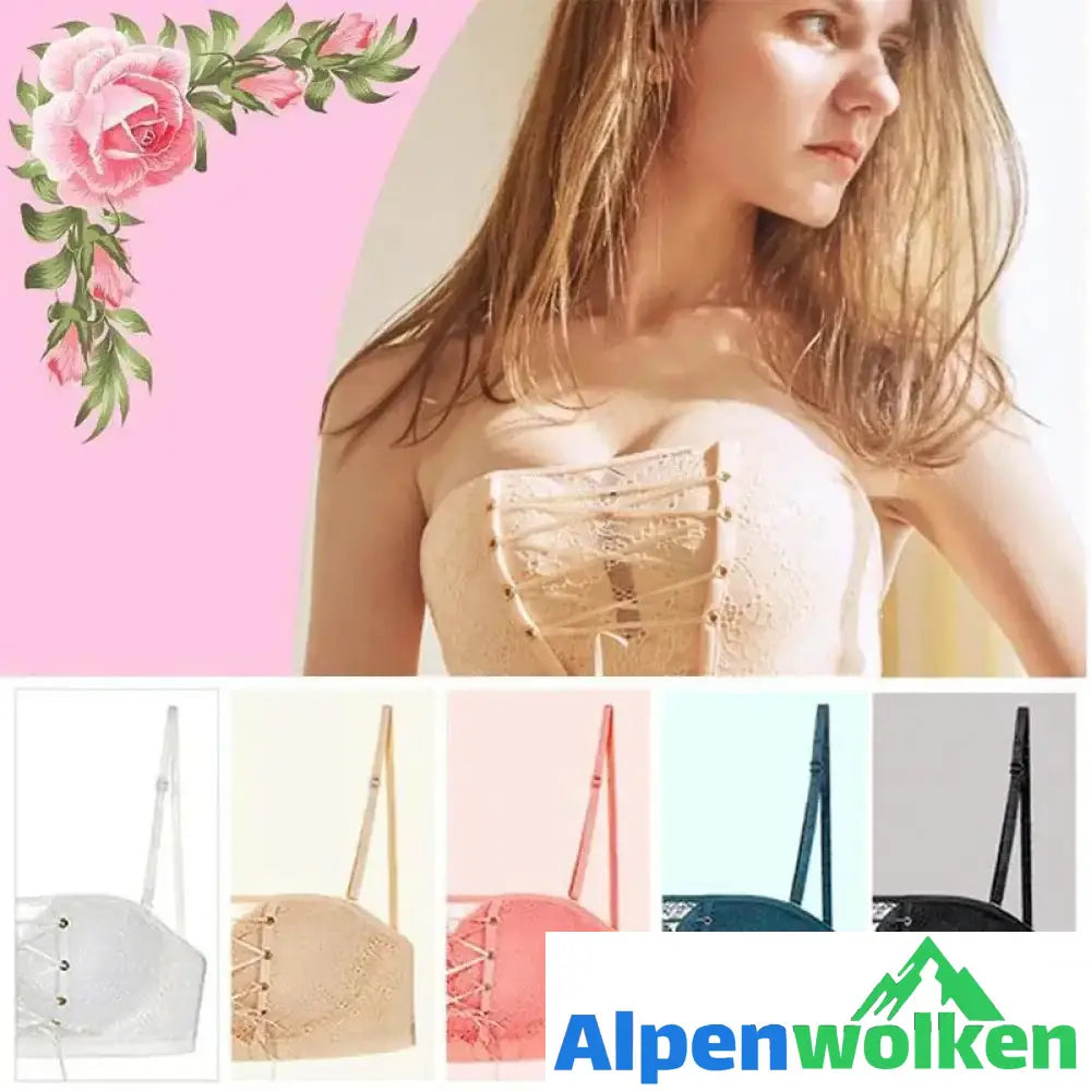 Alpenwolken - Spitze trägerloses Bandeau | festival outfit weiß