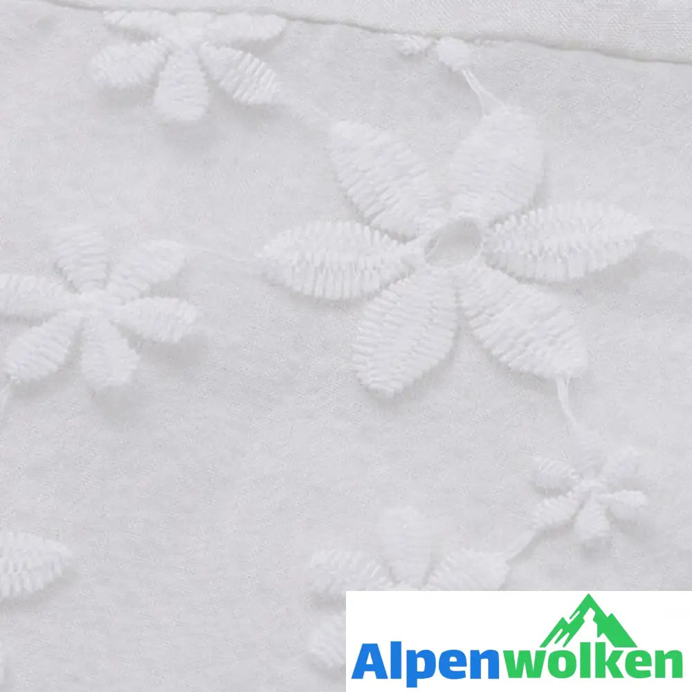 Alpenwolken - Spitzenbestickte Bluse Aus Baumwoll Und Leinen