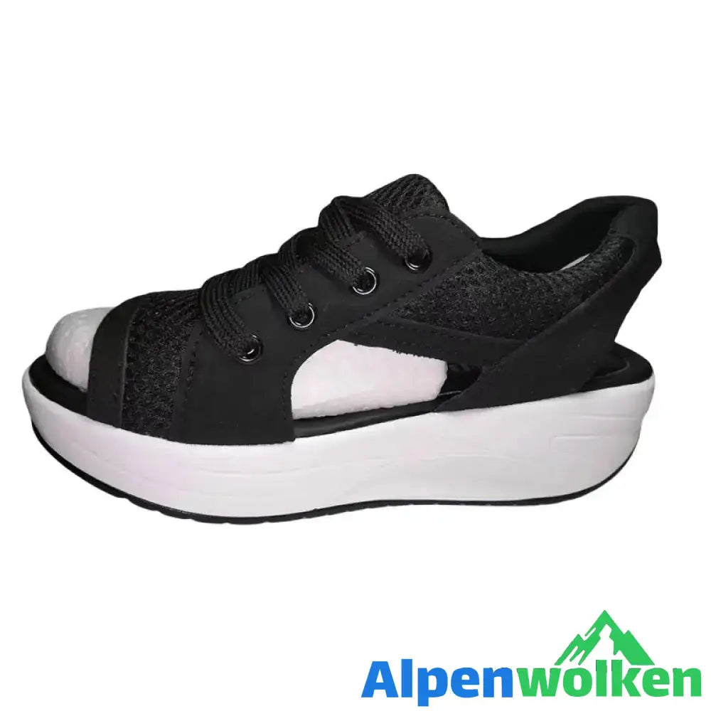 Alpenwolken - Sportliche Freizeitschuhe für Damen mit dicker Sohle Schwarz