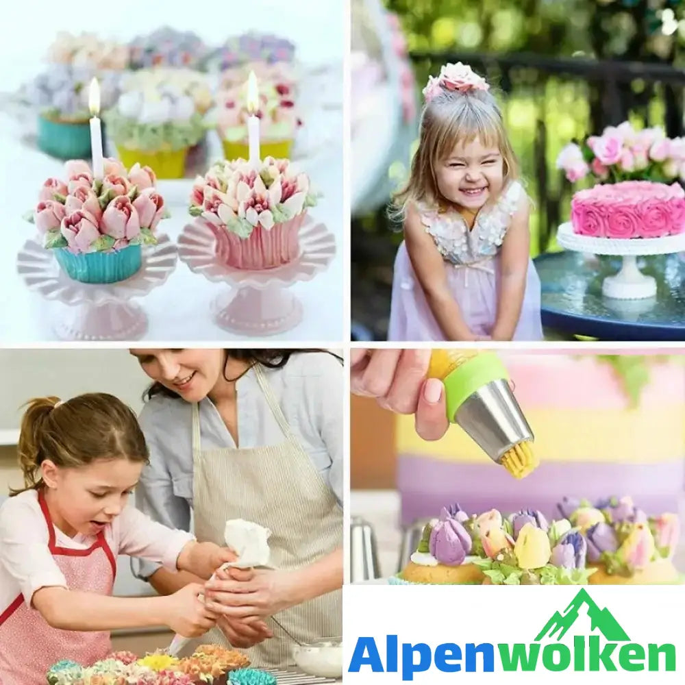 Alpenwolken - Spritztüllen Set aus Edelstahl (13 teilig) für Cupcakes & Kuchen Dekoraktion