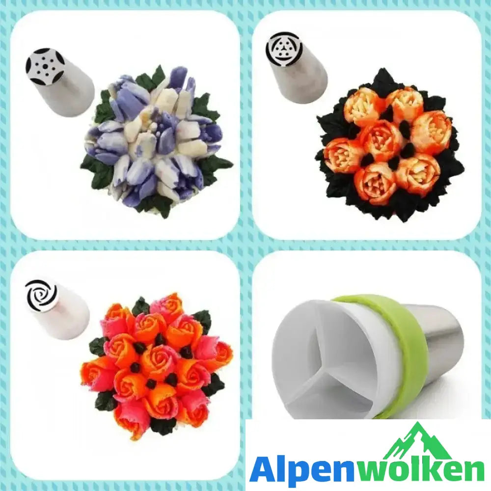 Alpenwolken - Spritztüllen Set aus Edelstahl (13 teilig) für Cupcakes & Kuchen Dekoraktion