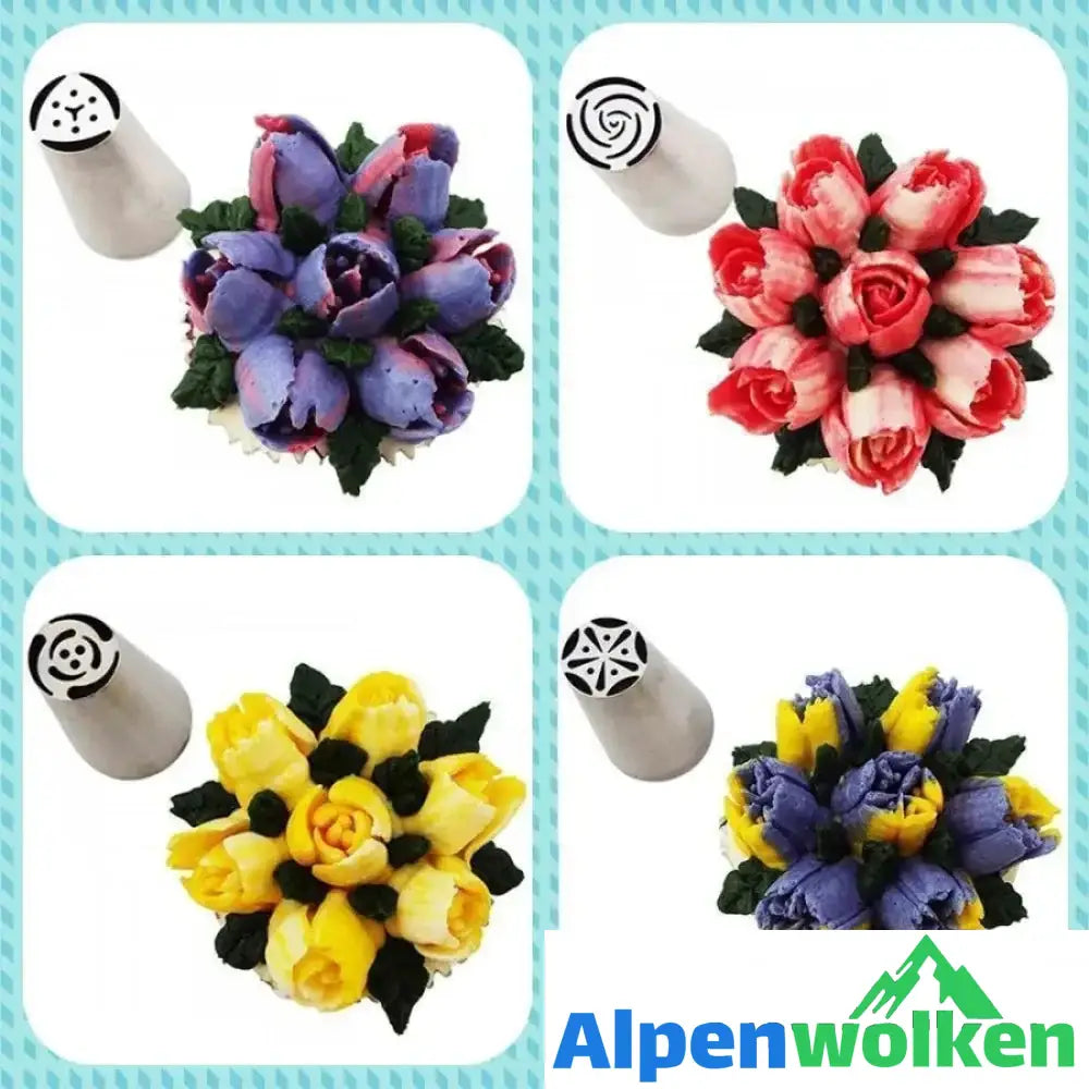 Alpenwolken - Spritztüllen Set aus Edelstahl (13 teilig) für Cupcakes & Kuchen Dekoraktion