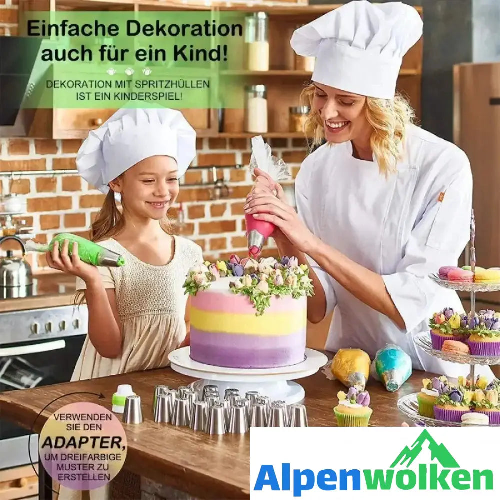 Alpenwolken - Spritztüllen Set aus Edelstahl (13 teilig) für Cupcakes & Kuchen Dekoraktion