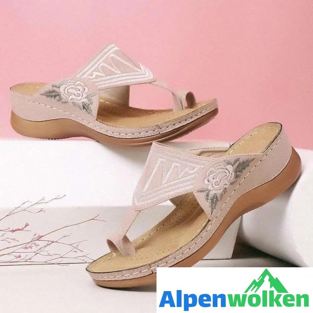 Alpenwolken - STICKEREI KOMFY WEDGES SANDALEN