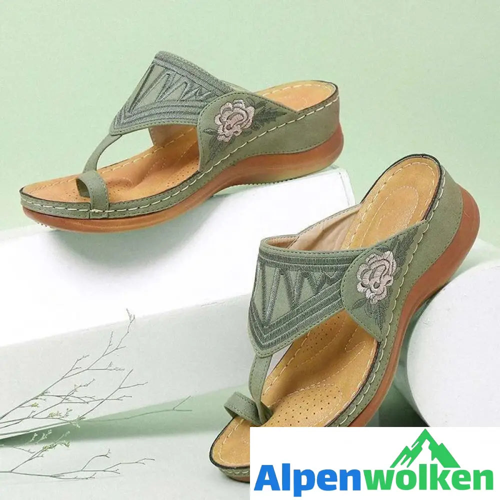 Alpenwolken - STICKEREI KOMFY WEDGES SANDALEN