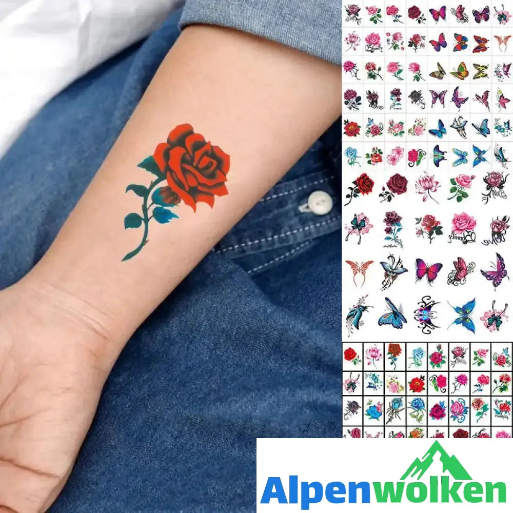 Alpenwolken - Stilvolle und kreative 3D-Tattoo-Sticker 50STK