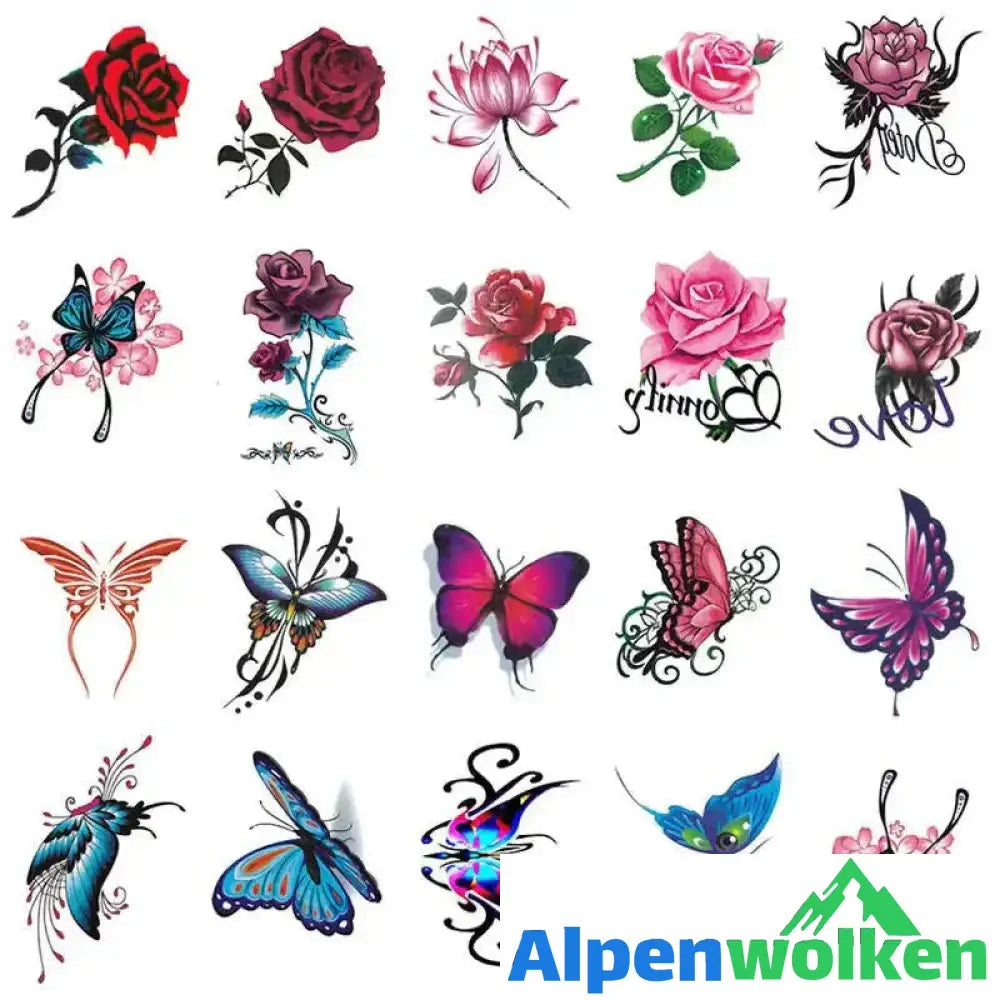 Alpenwolken - Stilvolle und kreative 3D-Tattoo-Sticker 50STK