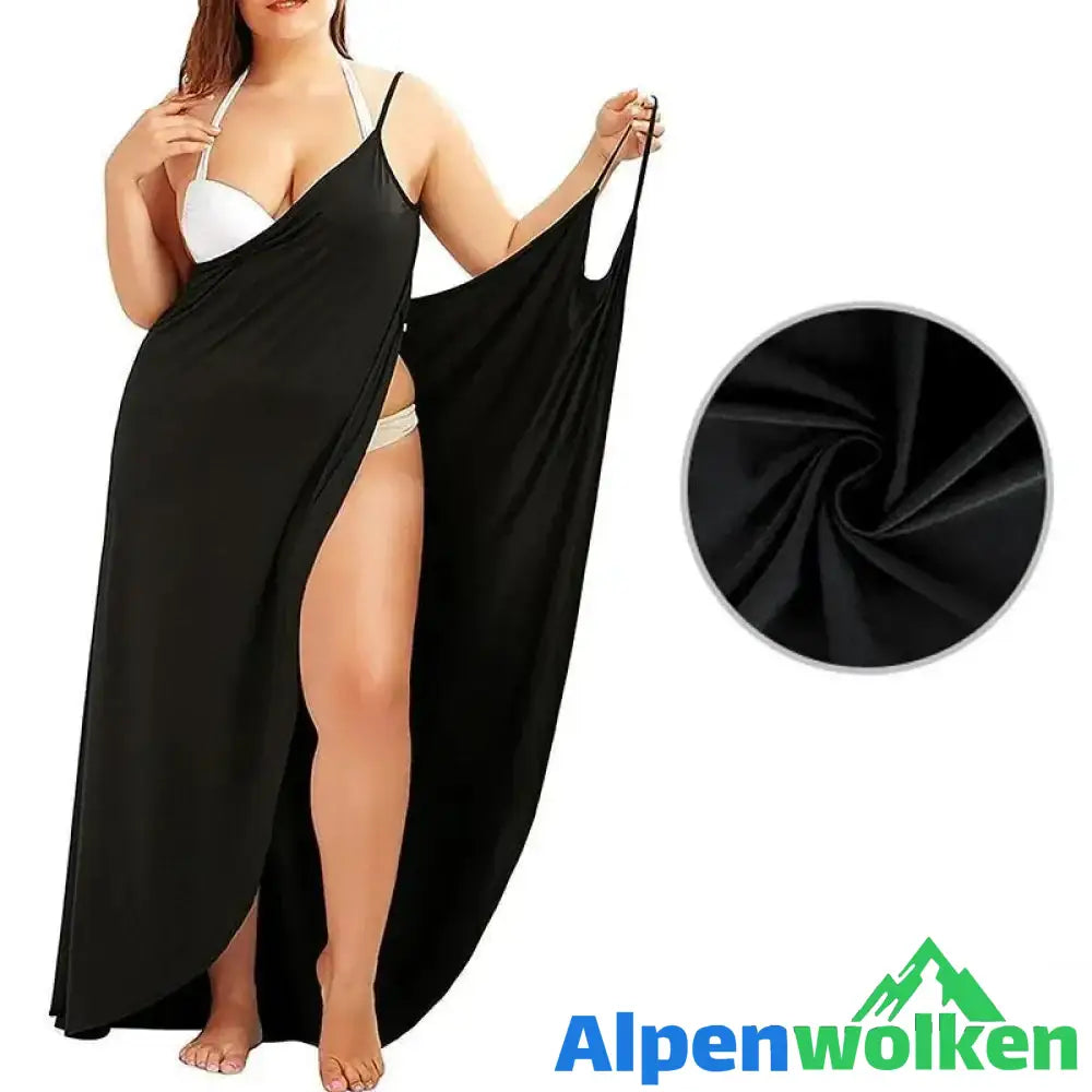 Alpenwolken - Stilvolles 2 In 1 Handtuchkleid Schwarz