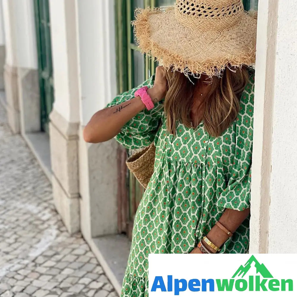 Alpenwolken - Strandkleid Mit Puffärmeln