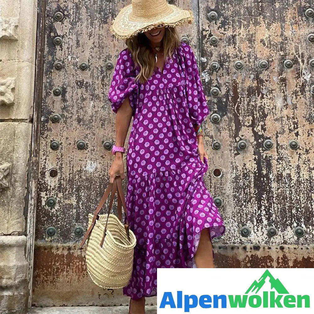 Alpenwolken - Strandkleid Mit Puffärmeln