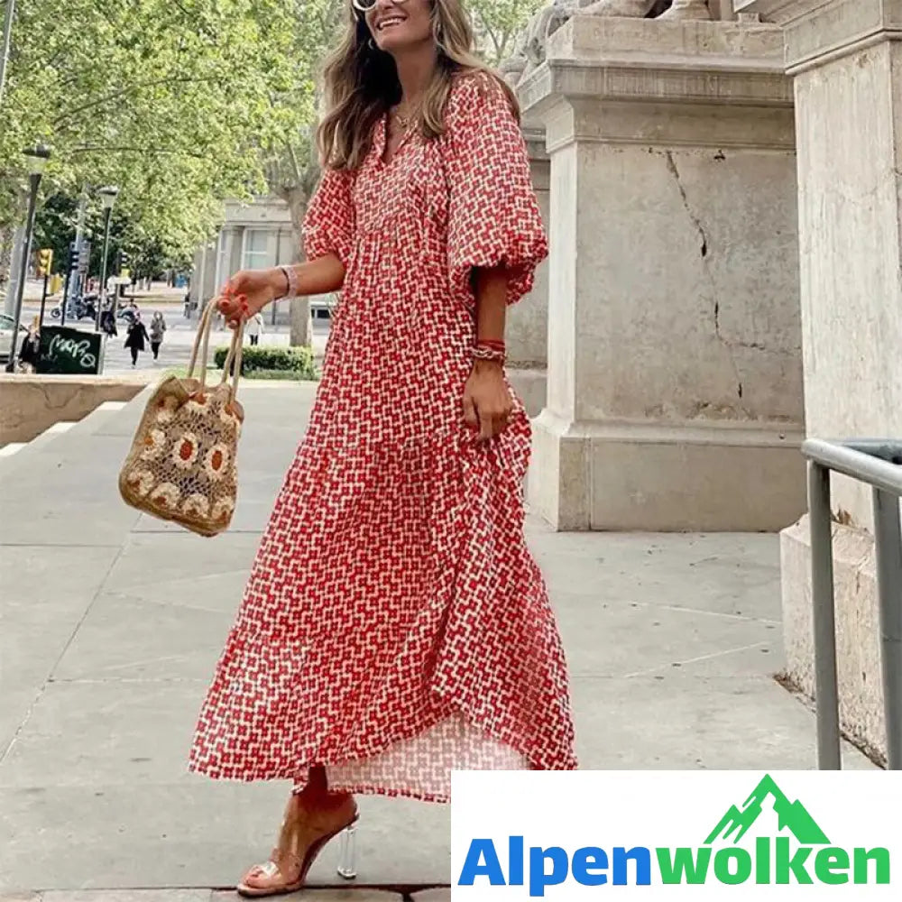 Alpenwolken - Strandkleid Mit Puffärmeln